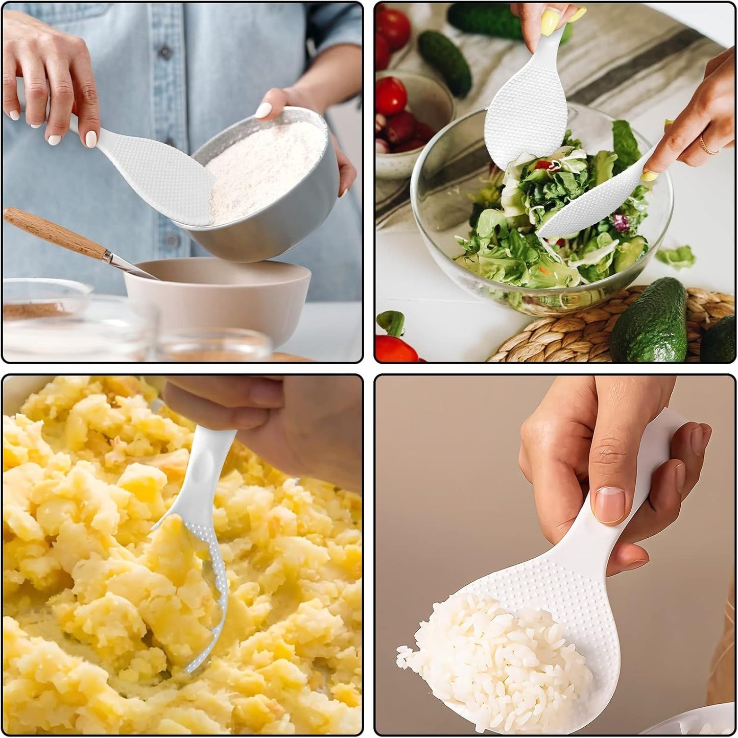 Silicone Standing Rice Spatula with Non-Stick Paddle, Heat Resistant Rice Cooker Spoon, Serving Spoon for V1258-DP02-E-581