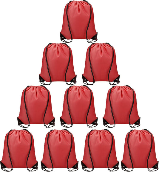 Drawstring Backpacks Bulk 10 Pieces String Bags Customized Bags for Party Gym Sport Trip - Red V1258-DP02-E-584