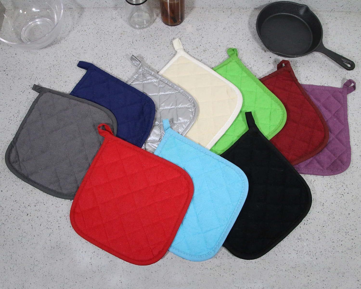 5 PCS Pot Holders for Kitchen, Cotton Potholers with Great Heat Resistance, Hot Pads, Trivets for Cooking and V1258-DP02-E-589