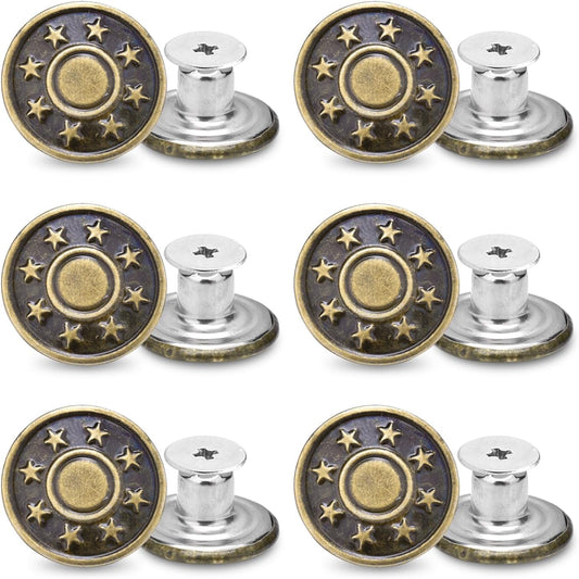 CooBigo 6Sets 1-1/2" Overalls Buckles + 24Pcs 17mm Jeans Bttons for Jeans Suspender Buckles Replacement Bib V1258-DP02-E-59