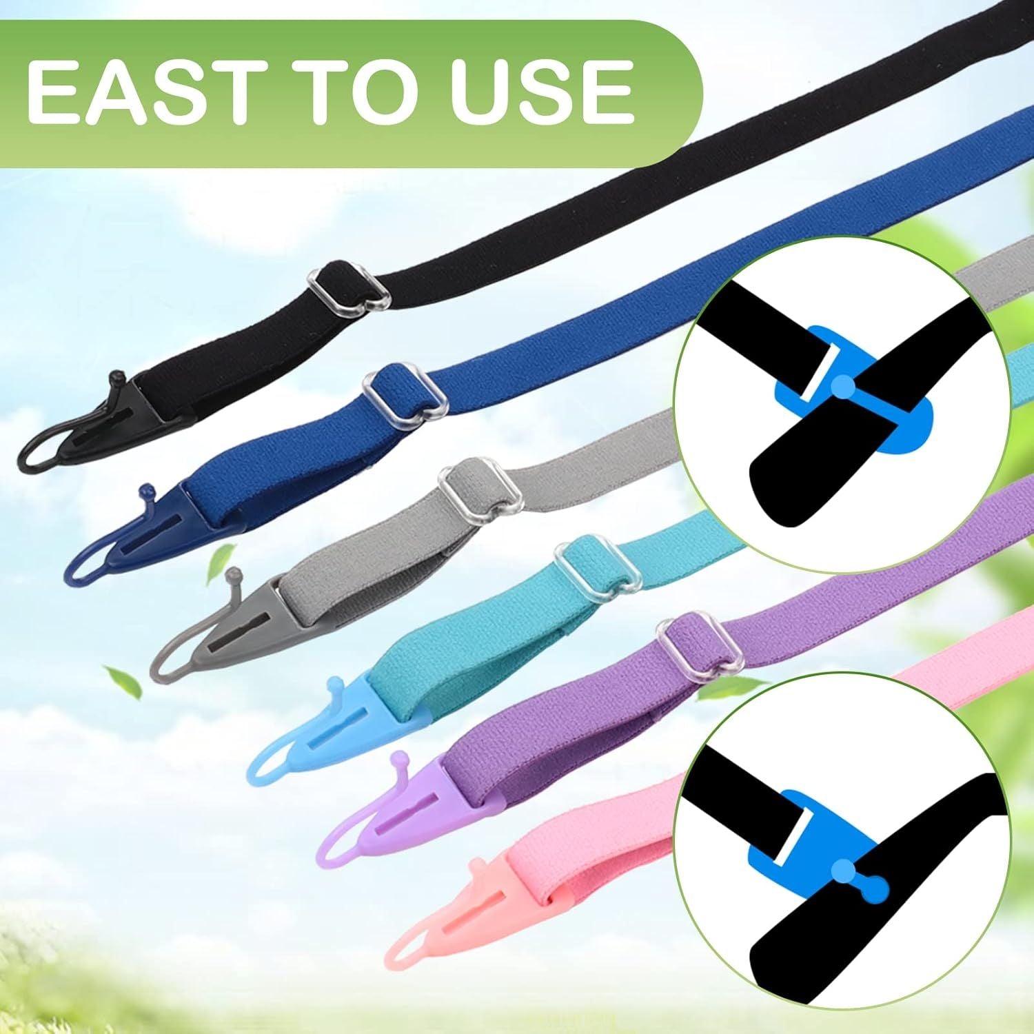 6 Pack Adjustable Kid Eyeglass Strap Eyeglass Band Sports Glasses Strap (Multi Color) V1258-DP02-E-592