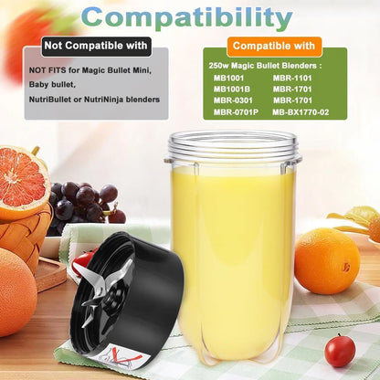 Replacement Cross Blade + 16oz Cup Set for Magic Bullet, Replacement Parts compatible with 250 W Magic Bullet V1258-DP02-E-597