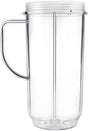 QT Tall 22oz Replacement Part Cup Mug with handle compatible with 250w Magic Bullet On-The-Go Mug V1258-DP02-E-598