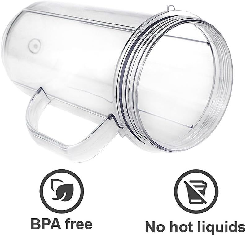 QT Tall 22oz Replacement Part Cup Mug with handle compatible with 250w Magic Bullet On-The-Go Mug V1258-DP02-E-598