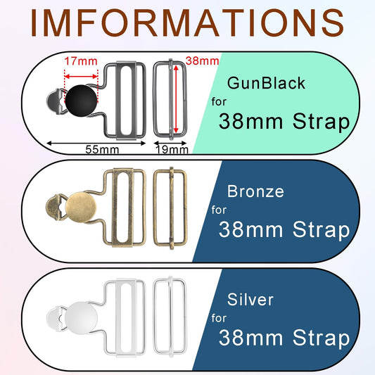 CooBigo 24Pcs 17mm Jeans Bttons + 6Sets 1-1/2" Overalls Buckles for Jeans Suspender Buckles Replacement Bib V1258-DP02-E-60