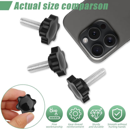 10PCS 1/4-20 Black Star Knobs, Threaded Knurled Thumb Nuts for Mechanical Instrument, Grip Knob Screw/Star V1258-DP02-E-606