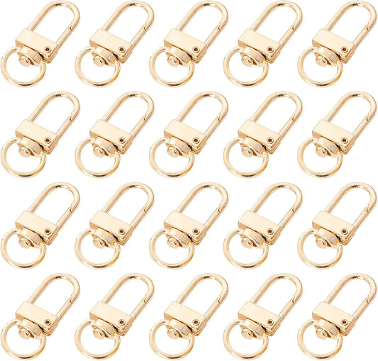 20 Pack Gold Metal Lobster Claw Clasps, 360 degrees Swivel Lanyard Snap Hooks Lobster Clasp for Keychains, V1258-DP02-E-609