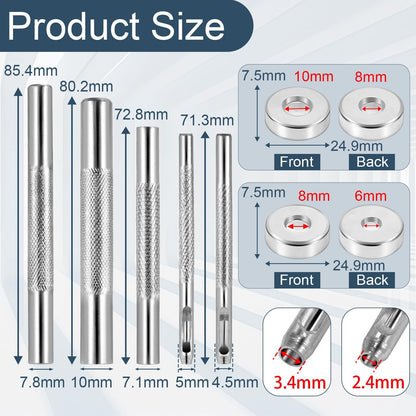 200Sets 6mm Leather Rivets + 7pcs Rivets Setting Tools for Install Leather Bag Belt Shoe Boot Hats Pet Collar V1258-DP02-E-61