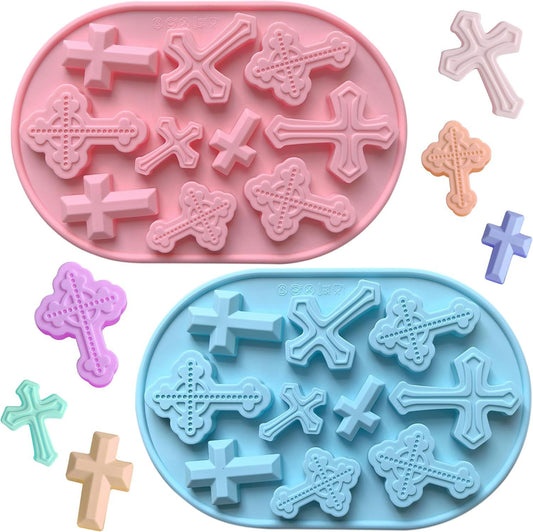 Silicone Cross Molds for Chocolate, 2-Pack Silicone Cross Candy Molds, Food-Grade Cross Cake Mold, Non-Stick V1258-DP02-E-611