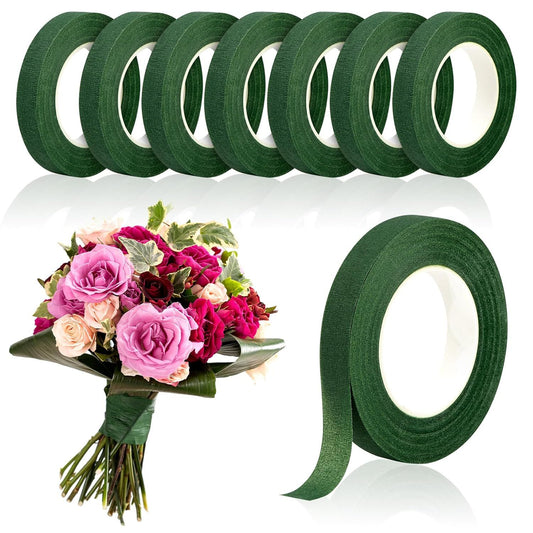 8 Rolls Floral Tape, 1/2" Wide Flower Tape, Dark Green Floral Tape for Fresh Flowers, Adhesive Florist Tape V1258-DP02-E-615