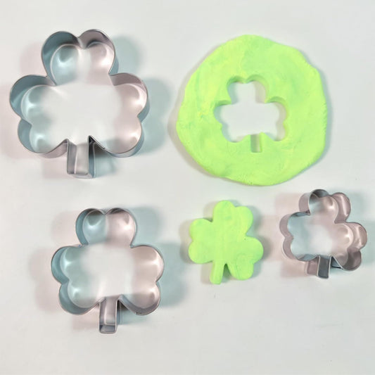 3Pcs St. Patrick's Day Shamrock Cookie Cutter Set, Metal Clover Cookie Cutter Set for Baking, Stainless Steel V1258-DP02-E-618