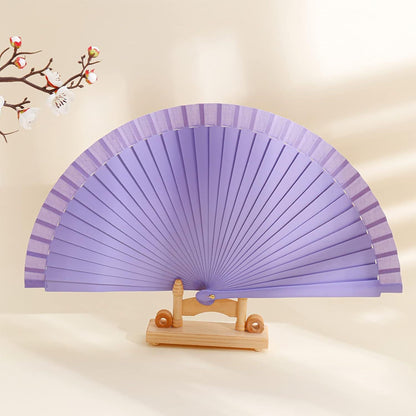 9in Silk Handheld Fan Foldable with Wooden Handle - Handheld Folding Fan for Women for Events, Parties & V1258-DP02-E-619
