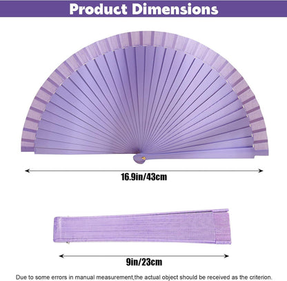 9in Silk Handheld Fan Foldable with Wooden Handle - Handheld Folding Fan for Women for Events, Parties & V1258-DP02-E-619