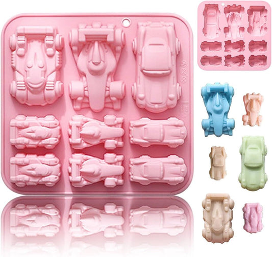 Race Car Silicone Mold,Silicone Car Chocolate Mold,9 Cavity 3D Sports Car DIY Silicone Baking Tool for Cake V1258-DP02-E-621