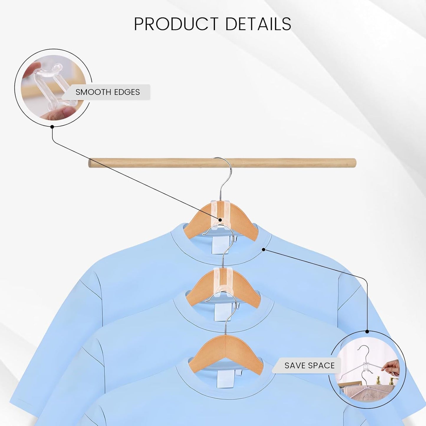 Hanger Hooks Space Saving, 60PCS Clothes Hanger Connector Hooks Closet Space Savers for Hanging Clothes, Clear V1258-DP02-E-632