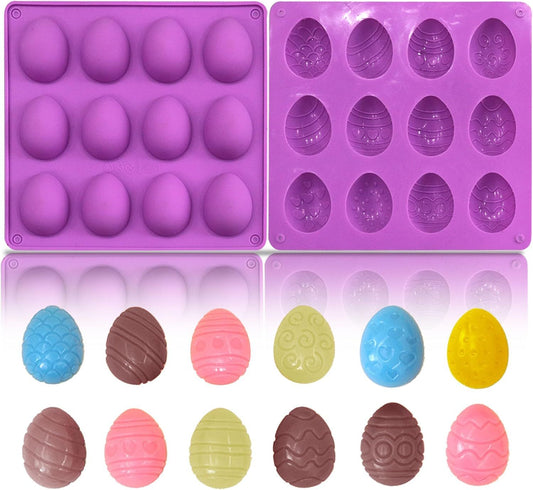 2Pcs Easter Egg Silicone Molds, 8 Cavity Easter Egg Shaped Chocolate Mold, Non-stick Jello Mold Silicone V1258-DP02-E-636
