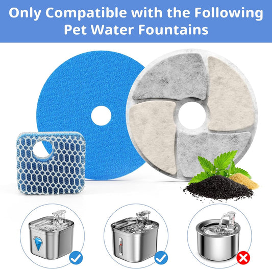 Cat Pet Water Fountain Filters, 5 Pack Replacement Filters Fit for Square 2.2L/73oz Automatic Pet Fountain, V1258-DP02-E-64