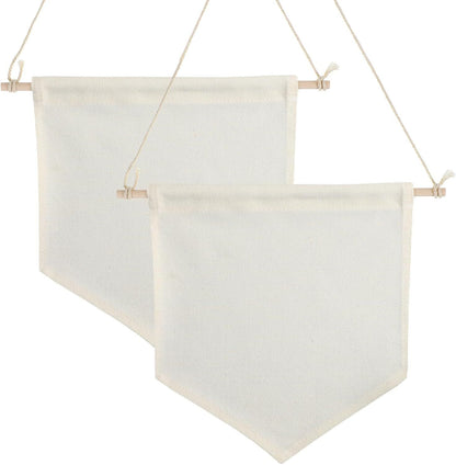 2 Pcs Embroidery Blank Banners, DIY Fabric Banner for Indoors, Baby Shower, Wedding, Graduation, Custom V1258-DP02-E-641