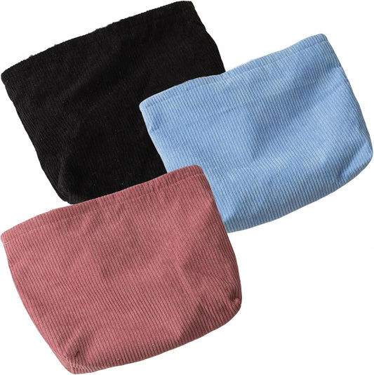 3 Pieces 10Inch Corduroy Cosmetic Bag Large Makeup Bag, Cosmetic Bags for Women Cute Large Capacity Make up V1258-DP02-E-654