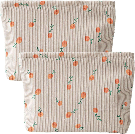 2 Pieces Large Corduroy Cosmetic Bag 10.23INCH Makeup Bag, Cosmetic Bags for Women Cute Large Capacity Make V1258-DP02-E-655