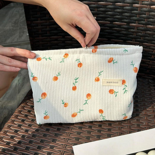2 Pieces Large Corduroy Cosmetic Bag 10.23INCH Makeup Bag, Cosmetic Bags for Women Cute Large Capacity Make V1258-DP02-E-655