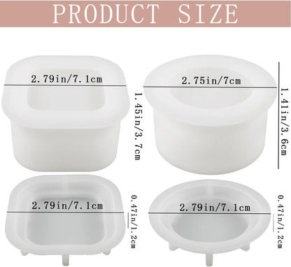 2 PCS Candle Jar Molds Silicone Concrete Mold with Lids Epoxy Resin Casting Molds for DIY Trinket Storage V1258-DP02-E-659