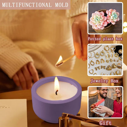 2 PCS Candle Jar Molds Silicone Concrete Mold with Lids Epoxy Resin Casting Molds for DIY Trinket Storage V1258-DP02-E-659