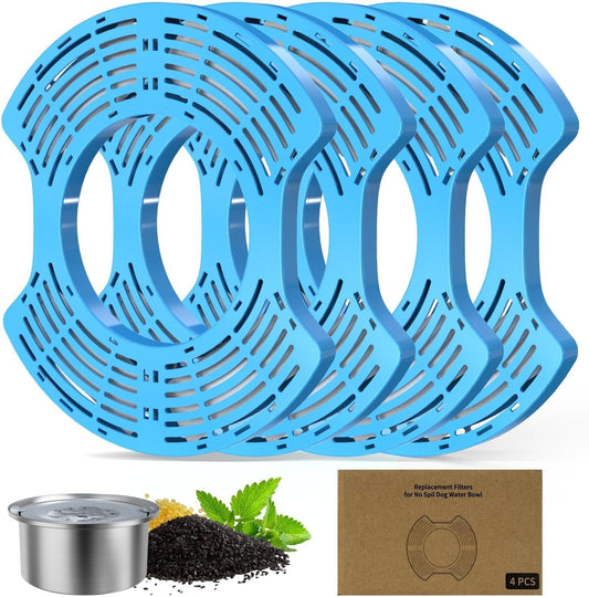 4 Pcs Stainless Steel Dog Water Bowl Filters - Activated Carbon Replacement Filters for No Spill Dog Water V1258-DP02-E-66