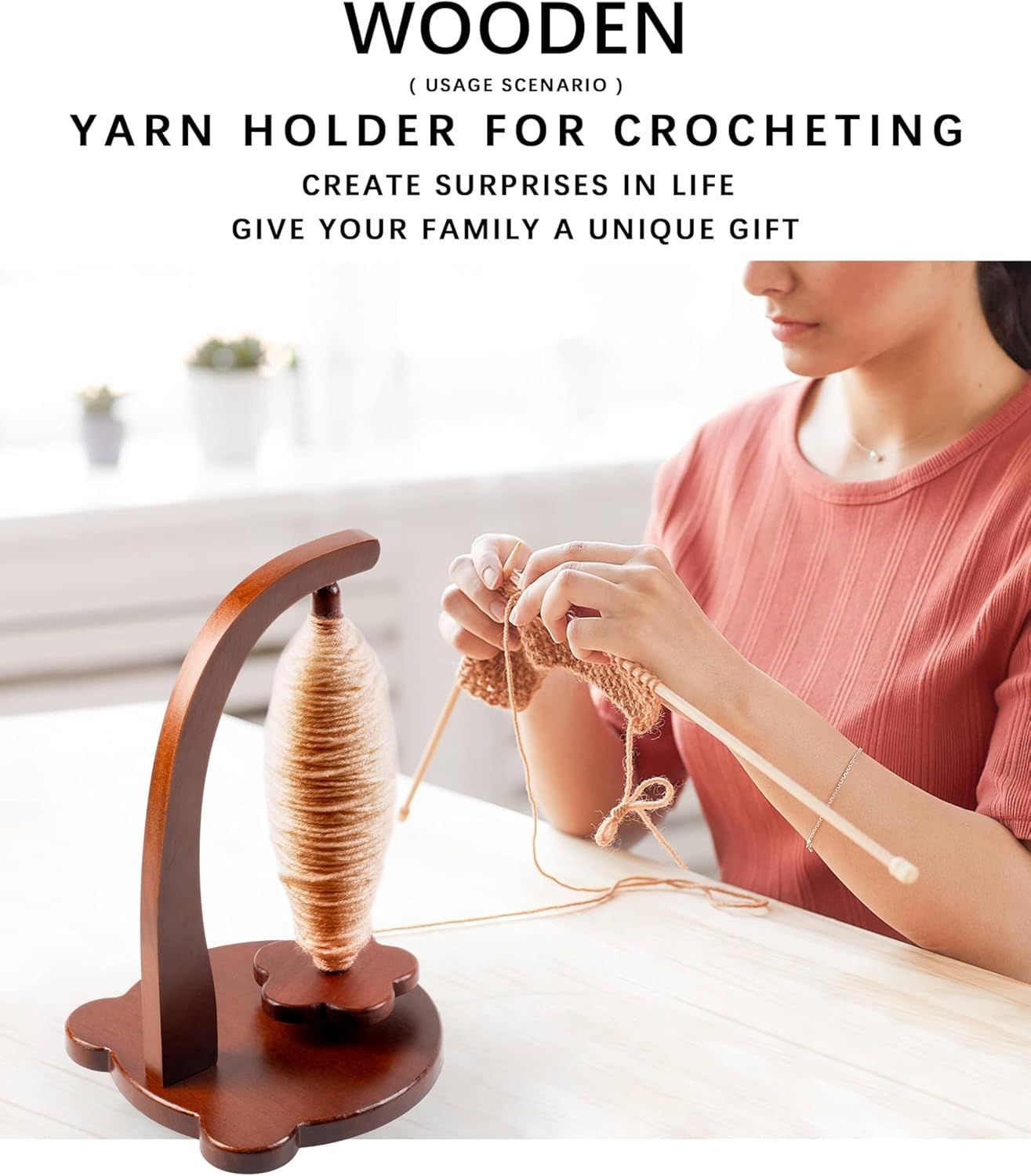 Magnetic Yarn Holder for Crocheting with Bear Shape- 360 degrees Spinning Spindle for Tangle-Free Yarn Ball V1258-DP02-E-669