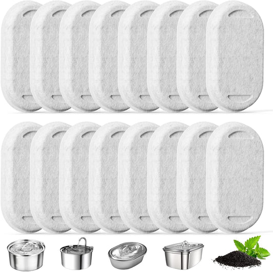 Cat Water Fountain Filter, 16 Pack Cat Fountain Replacement Filters for 67oz/2L & 108oz/3.2L Stainless Steel V1258-DP02-E-67
