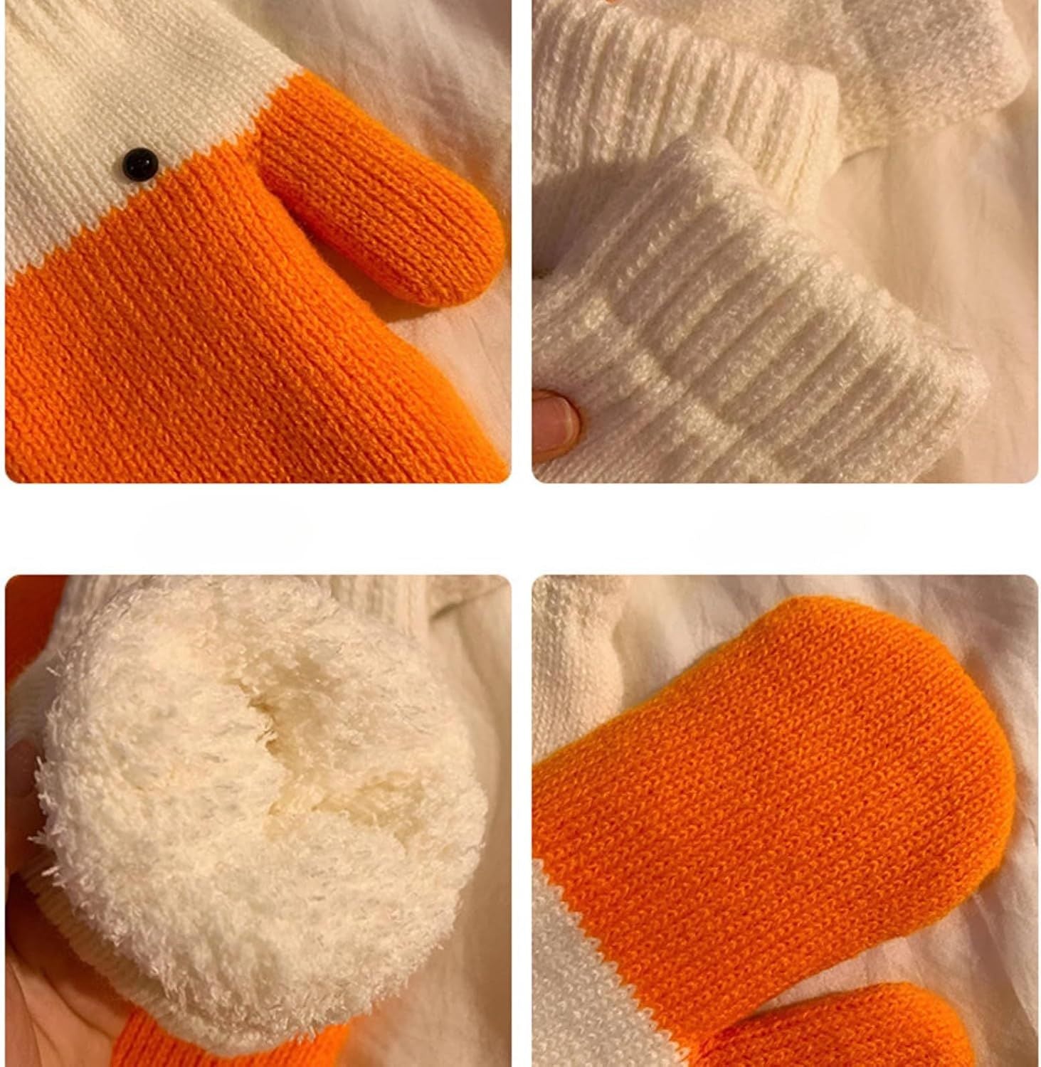 Women's Winter Warm Fleece Knitted Mittens wuth Funny Goose Design V1258-DP02-E-671