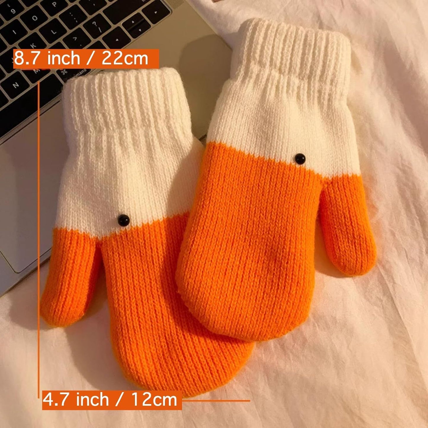 Women's Winter Warm Fleece Knitted Mittens wuth Funny Goose Design V1258-DP02-E-671