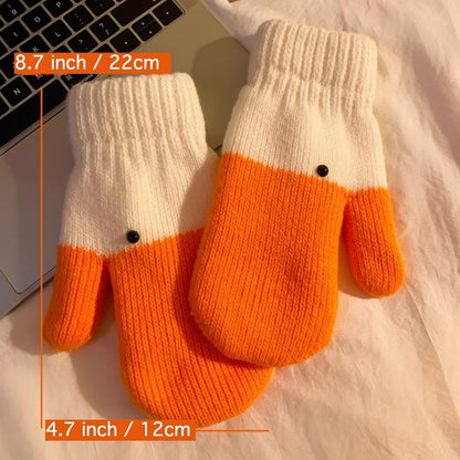 Women's Winter Warm Fleece Knitted Mittens wuth Funny Goose Design V1258-DP02-E-671