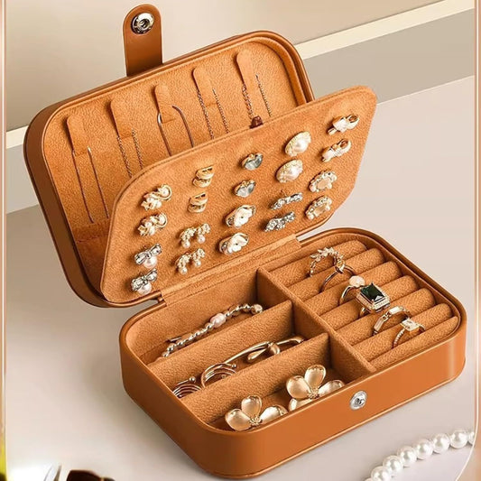 Travel Jewelry Box with 3 Layers for Earrings Studs Rings Necklaces, Portable Compact Jewelry Organizer V1258-DP02-E-672