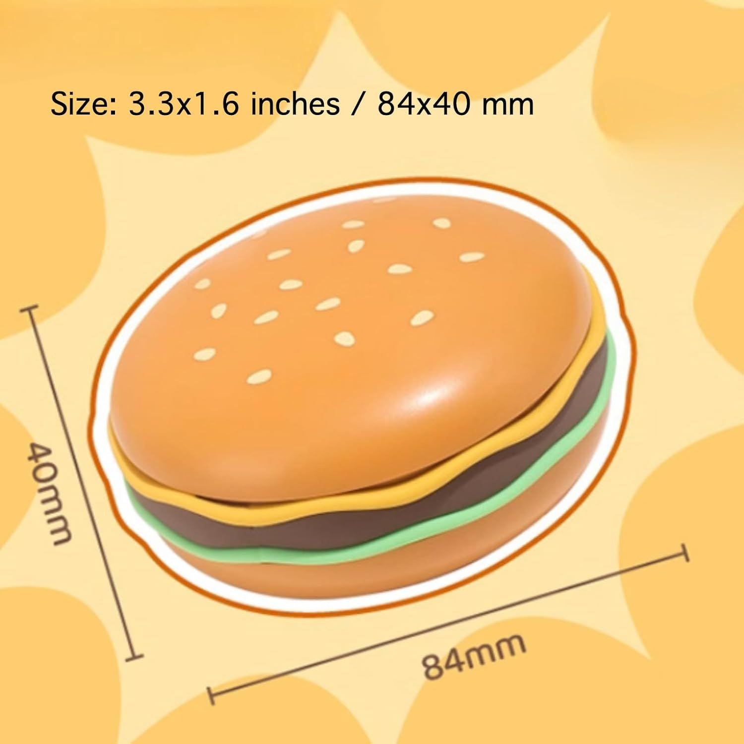 Hamburger Shaped Pill Case, Portable 6 Compartment Mini Pill Organizer with Sealable Lids for Medicine V1258-DP02-E-673
