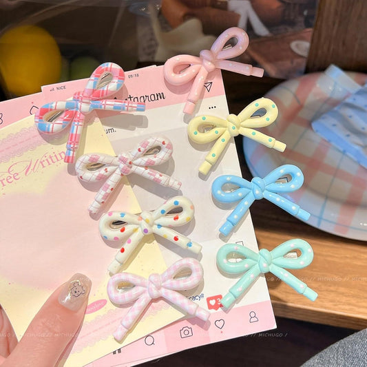 4-8 Pcs Cute Bow Hair Clips for Girl Children Women, 2-Inch Side Bangs Hairpins Fringe Duck Bill Hair V1258-DP02-E-674