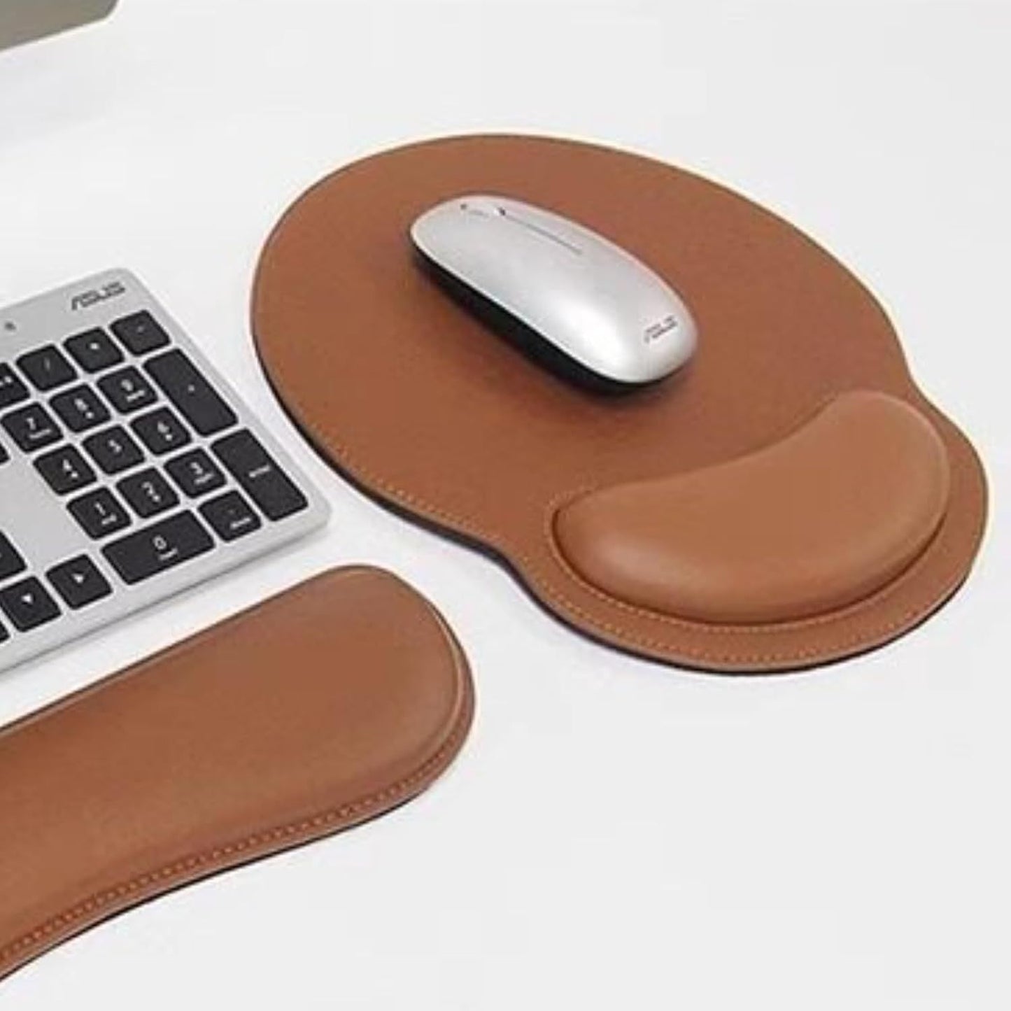 Leather Mouse Pad with Wrist Rest Support Ergonomic Office Computer Keyboard Hand Pad Non Slip Base for Desk V1258-DP02-E-676
