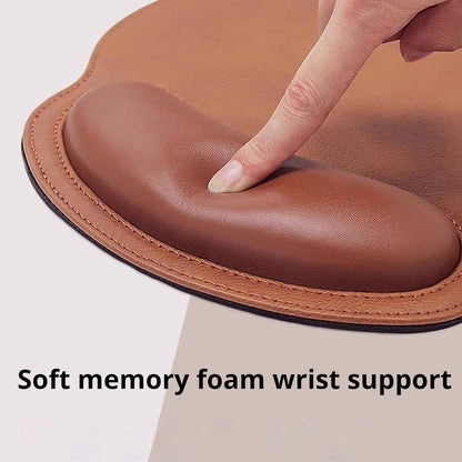 Leather Mouse Pad with Wrist Rest Support Ergonomic Office Computer Keyboard Hand Pad Non Slip Base for Desk V1258-DP02-E-676