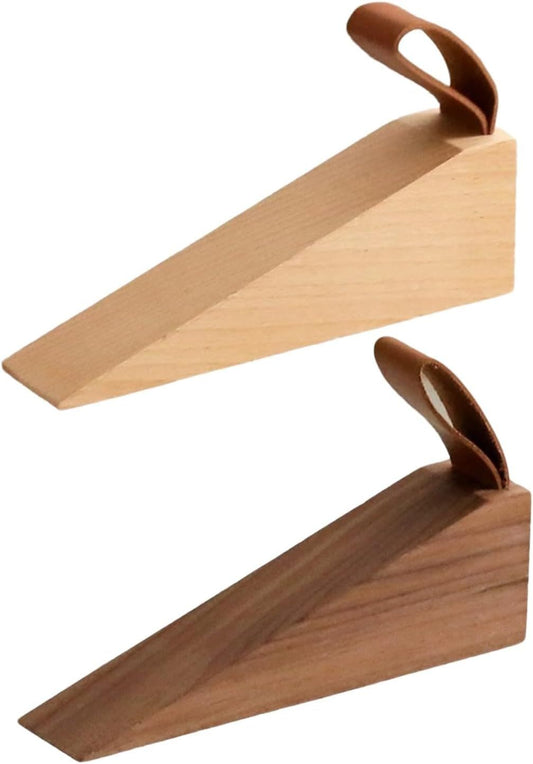 2 Pcs Walnut Door Stopper Door Jam for Floor Wedge Door Stop Hold Open Anti Slip Door Stopper for Home Office V1258-DP02-E-677