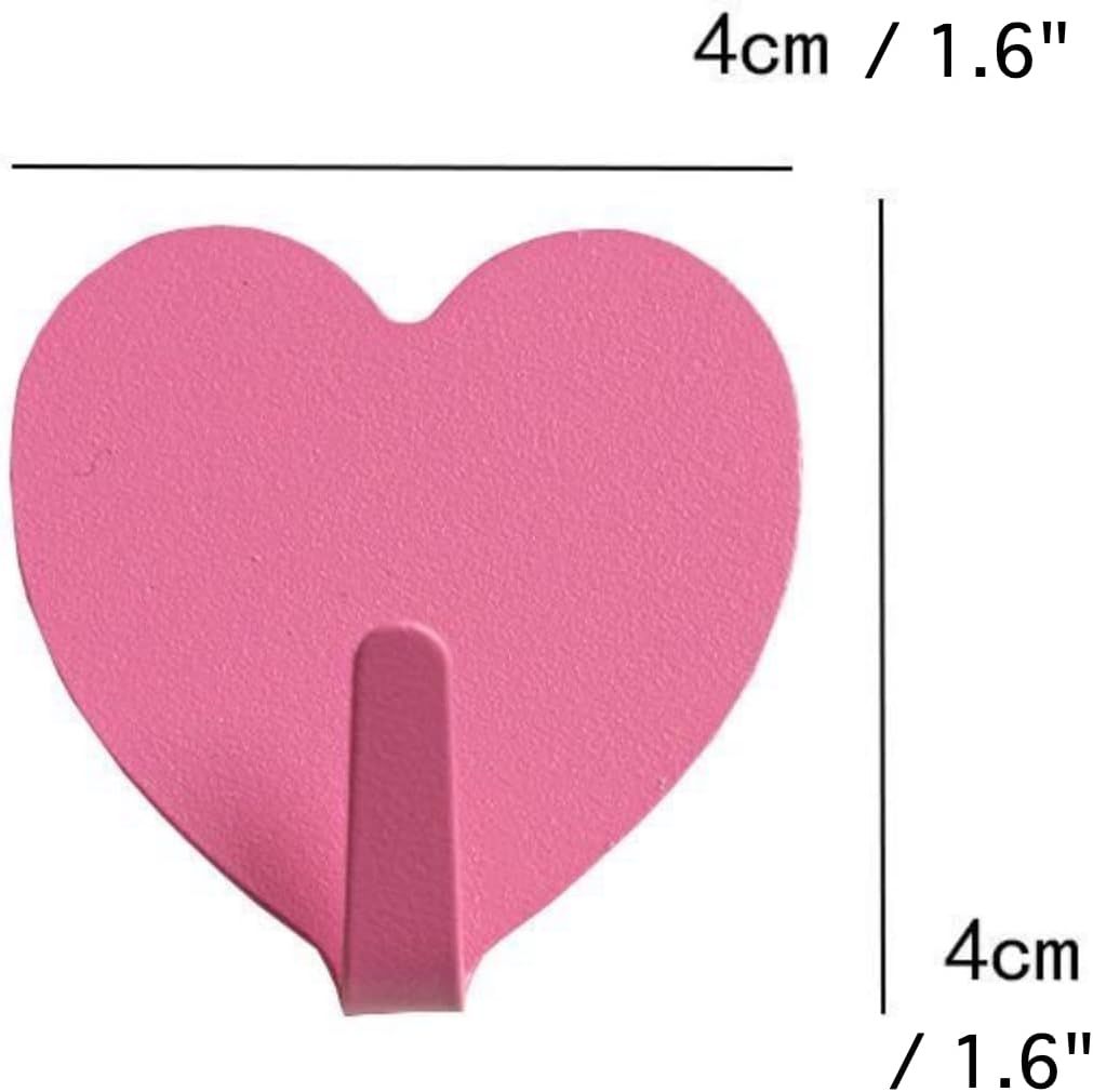 9 Pcs Heart Shaped Adhesive Wall Hooks, Cute Decorative Pink and White Self-Adhesive Hooks for Home Office V1258-DP02-E-678