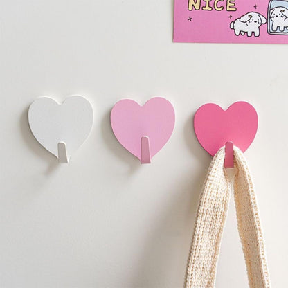 9 Pcs Heart Shaped Adhesive Wall Hooks, Cute Decorative Pink and White Self-Adhesive Hooks for Home Office V1258-DP02-E-678