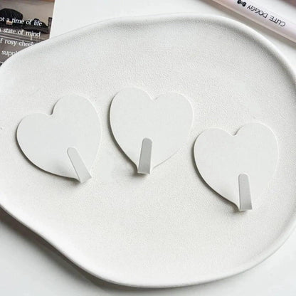 9 Pcs Heart Shaped Adhesive Wall Hooks, Cute Decorative Pink and White Self-Adhesive Hooks for Home Office V1258-DP02-E-678
