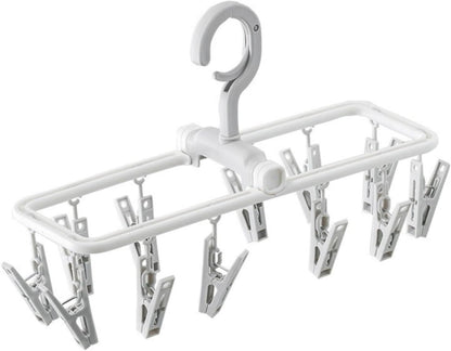 2 Pack Clothes Drying Rack with 12 Multiple Clips, Foldable Portable Travel Hanger for Socks Underwear Bras V1258-DP02-E-679