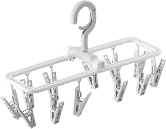 2 Pack Clothes Drying Rack with 12 Multiple Clips, Foldable Portable Travel Hanger for Socks Underwear Bras V1258-DP02-E-679