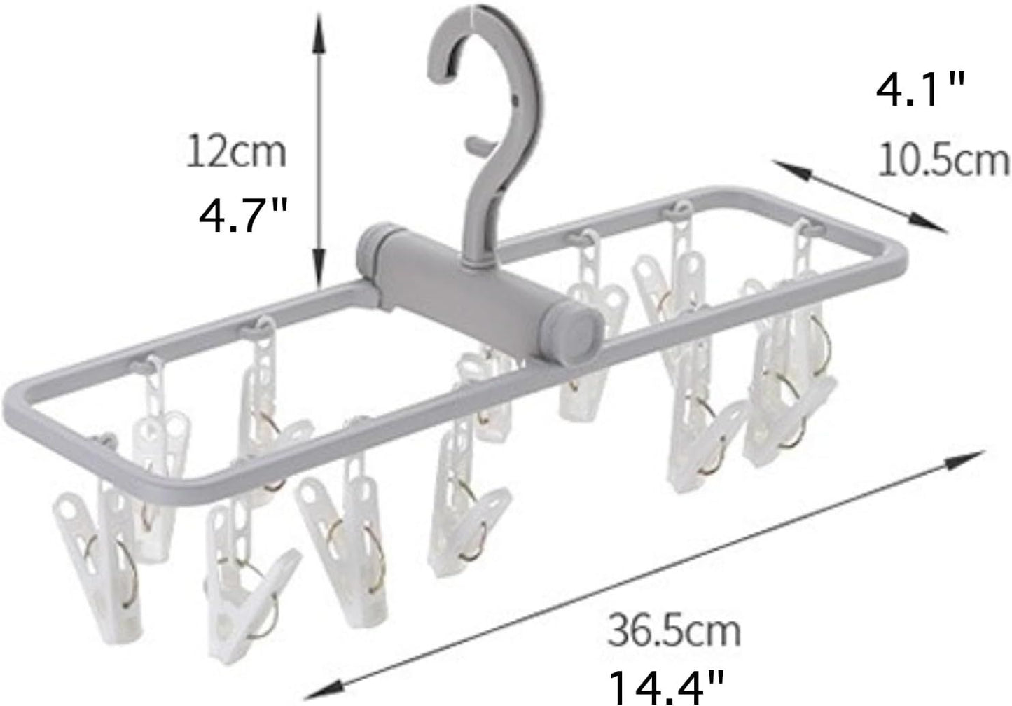2 Pack Clothes Drying Rack with 12 Multiple Clips, Foldable Portable Travel Hanger for Socks Underwear Bras V1258-DP02-E-679