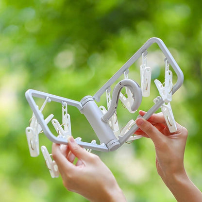 2 Pack Clothes Drying Rack with 12 Multiple Clips, Foldable Portable Travel Hanger for Socks Underwear Bras V1258-DP02-E-679