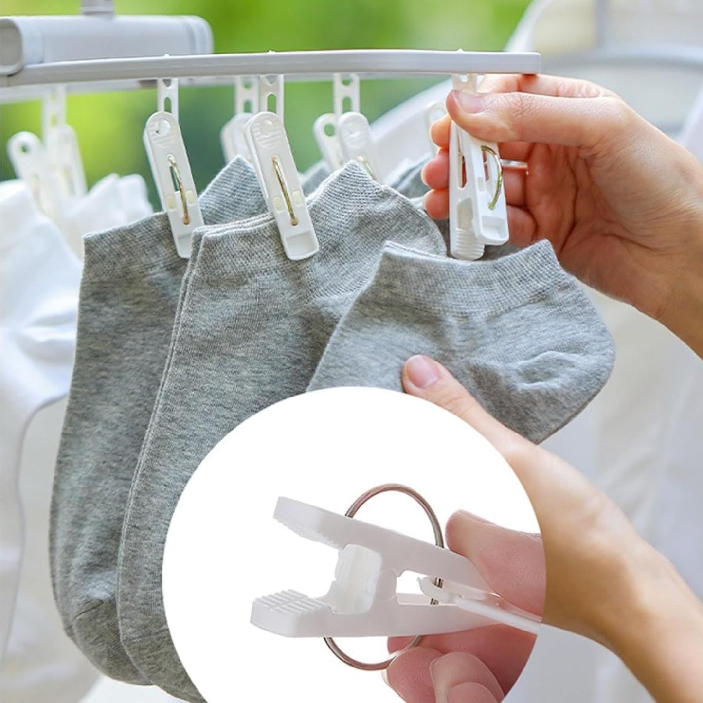 2 Pack Clothes Drying Rack with 12 Multiple Clips, Foldable Portable Travel Hanger for Socks Underwear Bras V1258-DP02-E-679