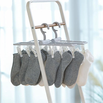 2 Pack Clothes Drying Rack with 12 Multiple Clips, Foldable Portable Travel Hanger for Socks Underwear Bras V1258-DP02-E-679