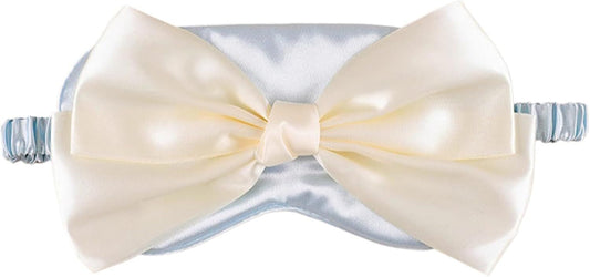 Cute Bow Satin Eye Mask for Women Girls, Breathable Cooling Nap Sleep Cover for Summer Dorm Essentials (Blue) V1258-DP02-E-691