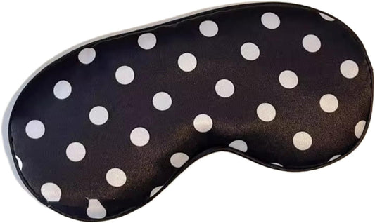 Black White Polka Dot Cooling Silky Sleep Eye Mask for Women, Nap Eye Cover for Students Office for Summer V1258-DP02-E-692